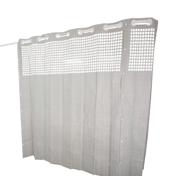 On The Right Track Quick Ship Disposable Cubicle Curtain with G-Rings, Trellis Gray, 69" x 110" - OPH10PTG3110GT - 12 Each