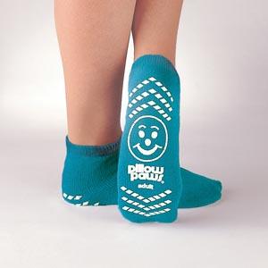 Principle Business Enterprises Single-Imprint Pillow Paws Double Imprint Terries Slipper Socks, Adult 5-7, Teal - PBE1096