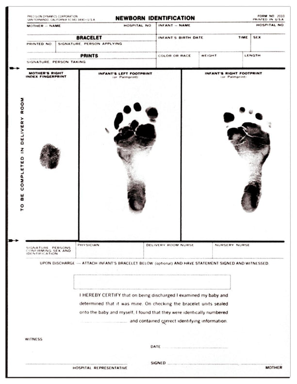 Pdc Healthcare Newborn Identification Forms 2010-00-PDA - 50.0 Each - MDL-PDC2010