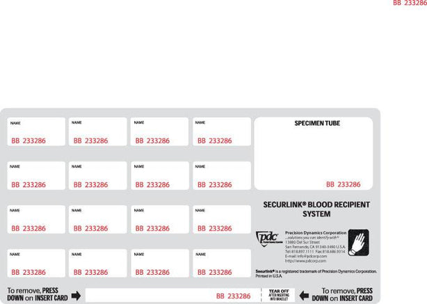 Pdc Healthcare Securlink Blood Recipient System Form 2200-00-PDJ - 250.0 Each - MDL-PDC22000PDJPK