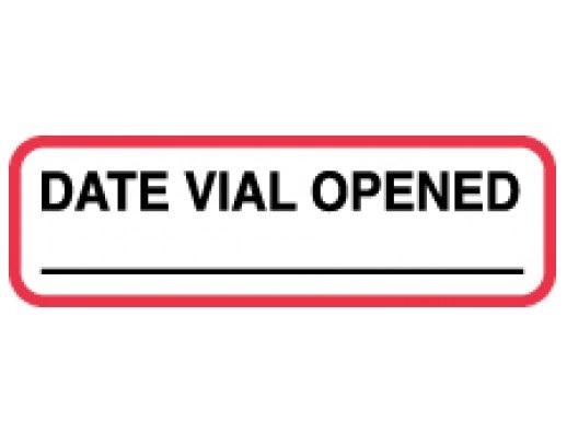 PDC Film X-Ray Label with Date Vial Opened, 1-1/4" x 3/8", White/Red - 59700755