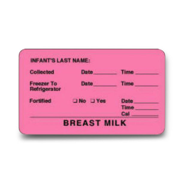 Permanent Pink Breast Milk Label with Infant's Last Name - 59705005 - 500 Each - MDL-PDC59705005