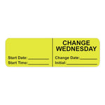 Paper Wraparound IV Label, Permanent, "Change Wednesday", 2-7/8" x 7/8", Fluorescent Yellow, 1,000 per Roll - 59714490