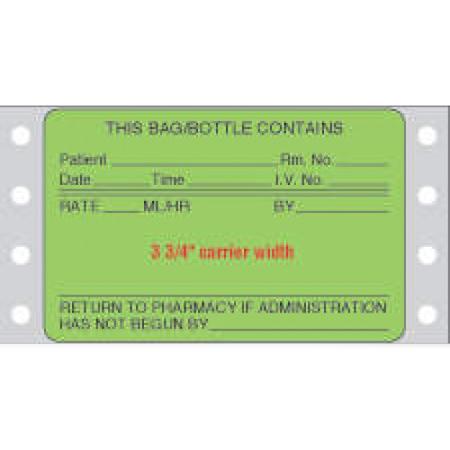 PDC Dot Matrix This Bag / Bottle Contains IV Label, Green, 3" x 1.9375" - HPFGP01 - 2500 Each