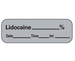 "Lidocaine" Tape Labels, 1-1/2" x 1/2", Gray, 600 per Roll, Pdc - LAN-11PC - 1 Roll