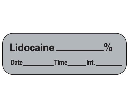 "Lidocaine" Tape Labels, 1-1/2" x 1/2", Gray, 600 per Roll, Pdc - LAN-11PC - 1 Roll