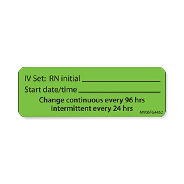 Pdc Paper IV Labels, 1" x 3" with 1" Core, Green - PDCMV06FG4452