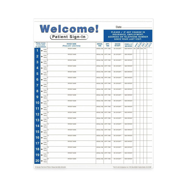Pdc Healthcare PDC Paper Label Sign-In Form PTSG-2 125.0 Each-MDL-PDCPTSG2