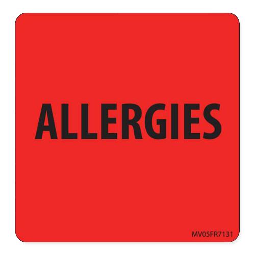 PDC Paper Allergies Label with 1" Core, Fluorescent Red, 2.5" x 2.6" - MV05FR7131 - 400 Each