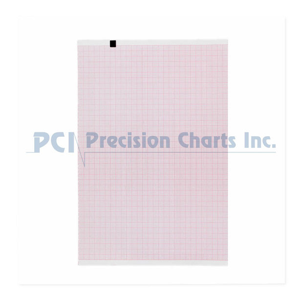 Precision Charts Z-Fold ECG Paper with Red Grid for AT-10 and SP-10,210 mm x 80", 150 Sheets / Pack - PEG2157012A