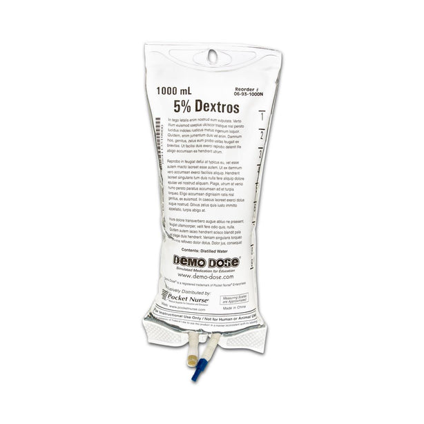 Demo Dose 5% Dextros IV Fluid - 06-93-1000-1000ML - 1 Each - MDL-PKI10001000ML