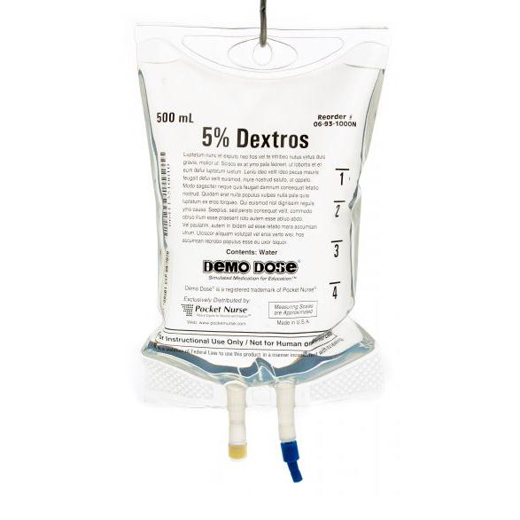 Demo Dose 5% Dextrose IV Fluid - 06-93-1000-500ML - 1 Each - MDL-PKI1000500ML