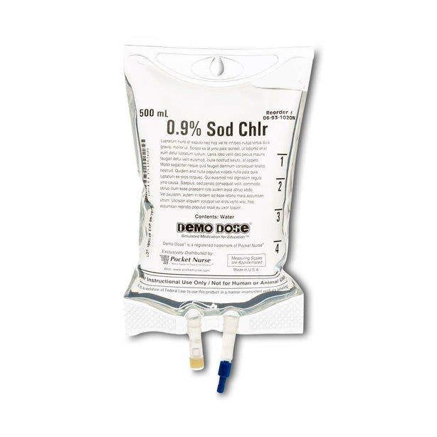 POCKETNURSE Demo Dose 0.9% Sodim Chlorid IV Fluids 06-93-1020-500ML 1 Each - MDL-PKI1020500ML