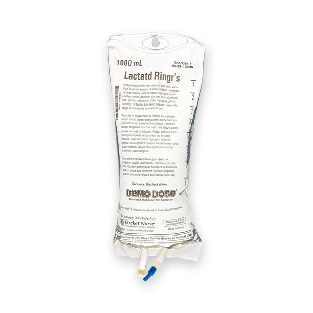 Pocketnurse Demo Dose Lactated Ringers IV Fluid 06-93-1030-1000ML 1.0 Each-MDL-PKI10301000ML