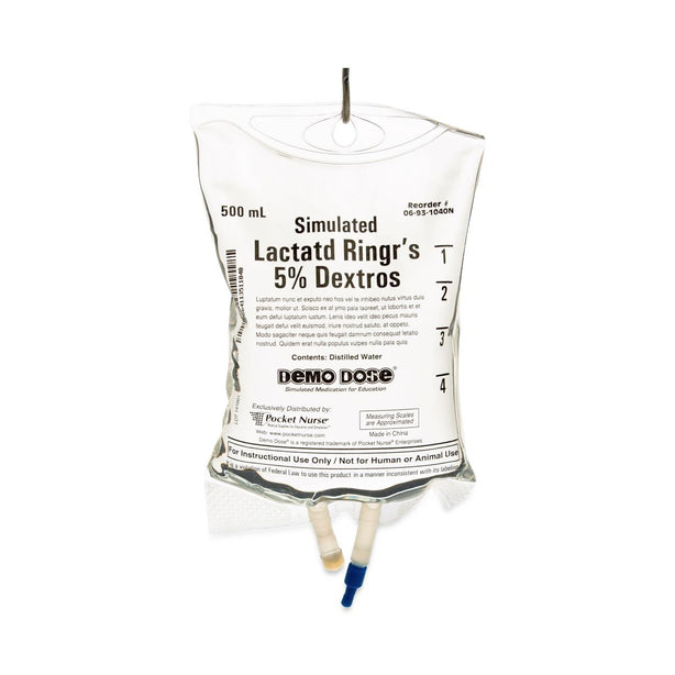 Pocketnurse Demo Dose Lactated Ringer's and 5% Dextrose IV Fluids 06-93-1040-500ML - 1.0 Each