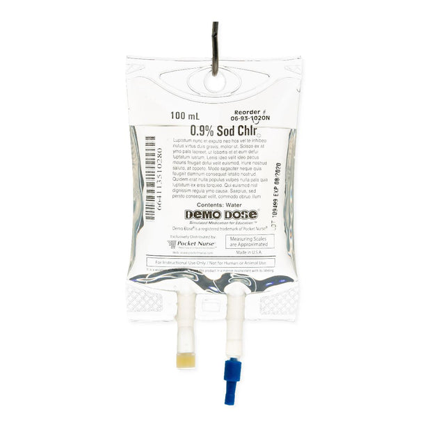 POCKETNURSE Demo Dose 0.9% Sodim Chlorid IV Fluids 06-93-1020-100ML 1 Each - MDL-PKI31020100ML