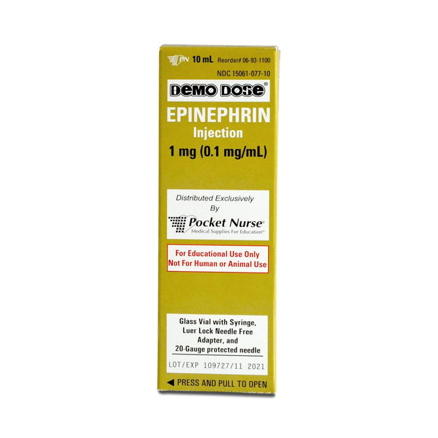 POCKETNURSE Demo Dose EPINEPHrin Adrenaln Injection 06-93-1100 1 Each - MDL-PKI6931100