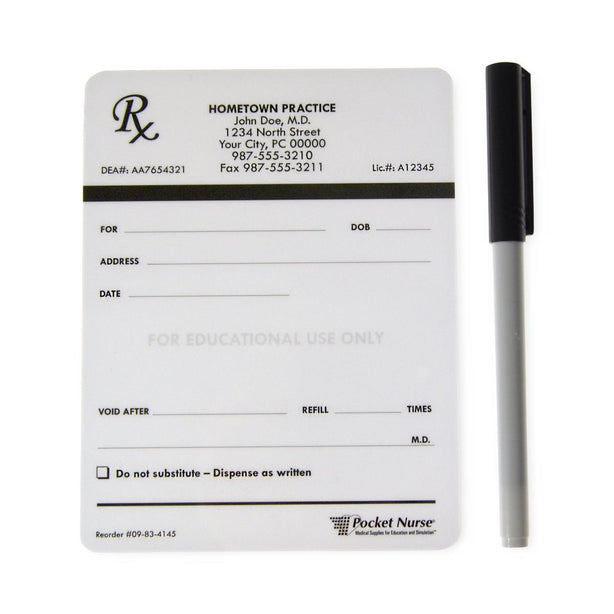 Pocketnurse Pharm Ed Dry Erase Prescription Pad Deck 09-83-4145 - 1.0 Each