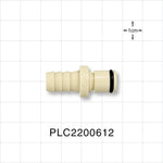 PLC12 Connector, Insert, Non-Valved, Barbed - Fits 3/8 inch ID Tubing (0.375 inch, 9.53 mm) - PLC2200612