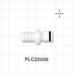 PLC Connector, Insert, Non-Valved, Barbed - Fits 3/8 inch ID Tubing (0.375 inch, 9.53 mm) - PLC22006
