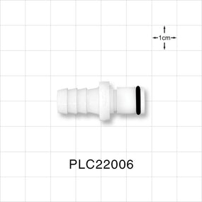 PLC Connector, Insert, Non-Valved, Barbed - Fits 3/8 inch ID Tubing (0.375 inch, 9.53 mm) - PLC22006