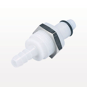 PLC Connector, Panel Mount Insert, Non-Valved, Barbed - Fits 1/4 inch ID Tubing (0.25 inch, 6.35 mm) - PLC42004
