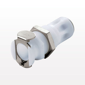 PLC Connector, Panel Mount Body, Valved, JG - Fits 1/4 inch OD Tubing (0.25 inch, 6.35 mm) - PLCD11004