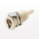 PLC12 Connector, Panel Mount Body, Valved, Barbed - Fits 3/8 inch ID Tubing (0.375 inch, 9.53 mm) - PLCD1600612