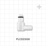 PLC Connector, Elbow Insert, Valved, Barbed - Fits 3/8 inch ID Tubing (0.375 inch, 9.53 mm) - PLCD23006
