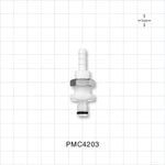 PMC Connector, Panel Mount Insert, Non-Valved, Barbed - Fits 3/16 inch ID Tubing (0.188 inch, 4.76 mm) - PMC4203