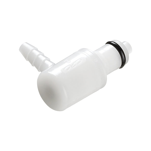 PMC Connector, Elbow Insert, Valved, Barbed - Fits 1/4 inch ID Tubing (0.25 inch, 6.35 mm) - PMCD2304