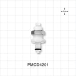 PMC Connector, Panel Mount Insert, Valved, Barbed - Fits 1/16 inch ID Tubing (0.063 inch, 1.59 mm) - PMCD4201