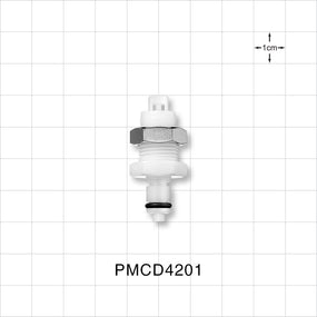 PMC Connector, Panel Mount Insert, Valved, Barbed - Fits 1/16 inch ID Tubing (0.063 inch, 1.59 mm) - PMCD4201