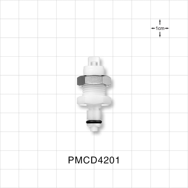 PMC Connector, Panel Mount Insert, Valved, Barbed - Fits 1/16 inch ID Tubing (0.063 inch, 1.59 mm) - PMCD4201