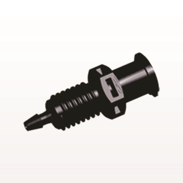 Panel Mount, Female Luer Lock, Barbed, Black, 100/Bag - 1/4-28 UNF Thread; Fits 1/16 inch ID Tubing (0.063 inch, 1.59 mm) - PMLF2131