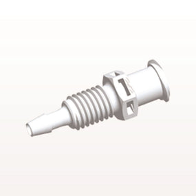 Panel Mount, Female Luer Lock, Barbed, White, 100/Bag - 1/4-28 UNF Thread; Fits 3/32 inch ID Tubing (0.094 inch, 2.38 mm) - PMLF3130
