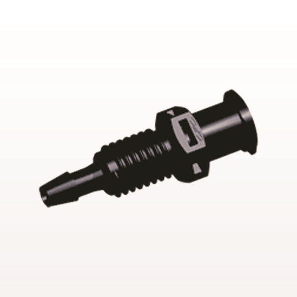 Panel Mount, Female Luer Lock, Barbed, Black, 100/Bag - 1/4-28 UNF Thread; Fits 3/32 inch ID Tubing (0.094 inch, 2.38 mm) - PMLF3131