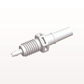 Male Luer Slip to Panel Mount with Barb, White, 100/Bag - 1/4-28 UNF Thread; Fits 1/16 inch ID Tubing (0.063 inch, 1.59 mm) - PMLM2130