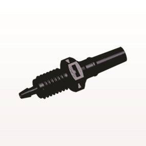 Male Luer Slip to Panel Mount with Barb, Black, 100/Bag - 1/4-28 UNF Thread; Fits 1/16 inch ID Tubing (0.063 inch, 1.59 mm) - PMLM2131