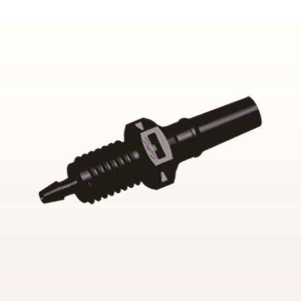 Male Luer Slip to Panel Mount with Barb, Black, 100/Bag - 1/4-28 UNF Thread; Fits 1/16 inch ID Tubing (0.063 inch, 1.59 mm) - PMLM2131