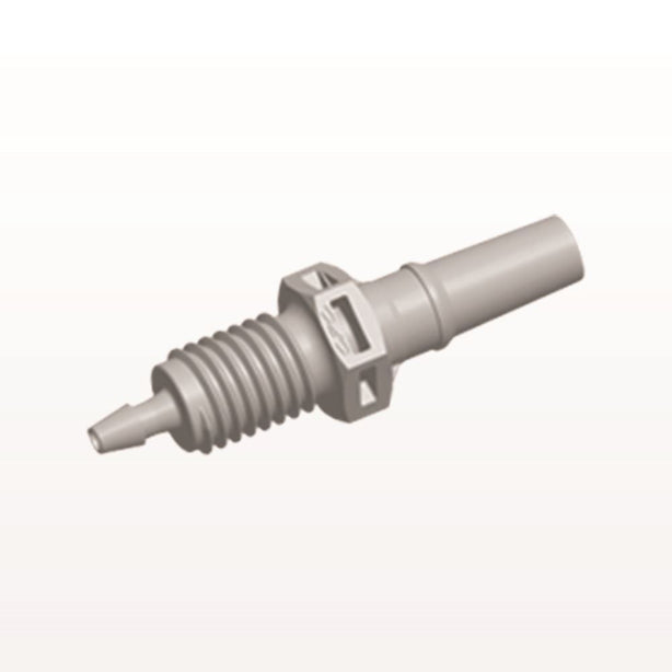 Panel Mount, Male Luer Slip, Barbed, Natural, 100/Bag - 1/4-28 UNF Thread; Fits 1/16 inch ID Tubing (0.063 inch, 1.59 mm) - PMLM21