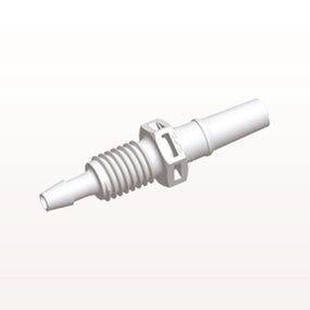 Male Luer Slip to Panel Mount with Barb, White, 100/Bag - 1/4-28 UNF Thread; Fits 3/32 inch ID Tubing (0.094 inch, 2.38 mm) - PMLM3130