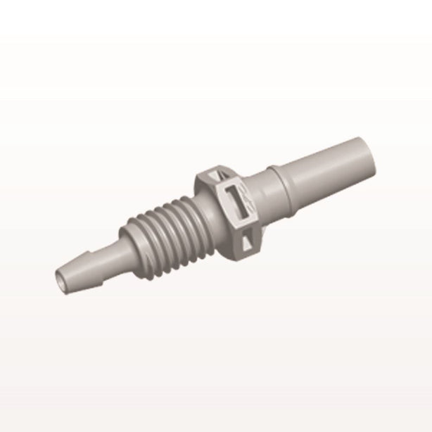 Male Luer Slip to Panel Mount with Barb, Natural, 100/Bag - 1/4-28 UNF Thread; Fits 3/32 inch ID Tubing (0.094 inch, 2.38 mm) - PMLM31
