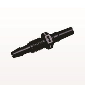 Male Luer Slip to Panel Mount with Barb, Black, 100/Bag - 1/4-28 UNF Thread; Fits 1/8 inch ID Tubing (0.125 inch, 3.18 mm) - PMLM4131