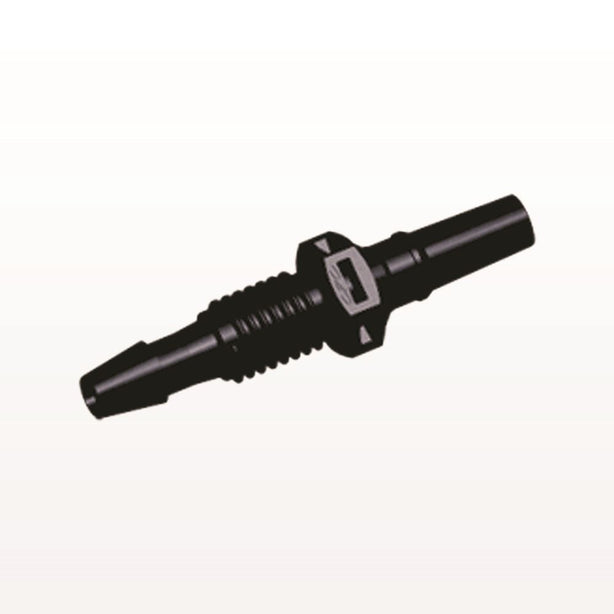 Male Luer Slip to Panel Mount with Barb, Black, 100/Bag - 1/4-28 UNF Thread; Fits 1/8 inch ID Tubing (0.125 inch, 3.18 mm) - PMLM4131