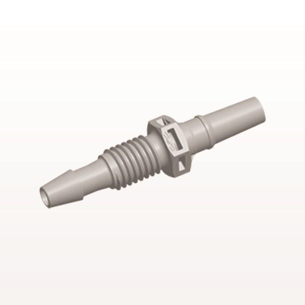 Male Luer Slip to Panel Mount with Barb, Natural, 100/Bag - 1/4-28 UNF Thread; Fits 1/8 inch ID Tubing (0.125 inch, 3.18 mm) - PMLM41