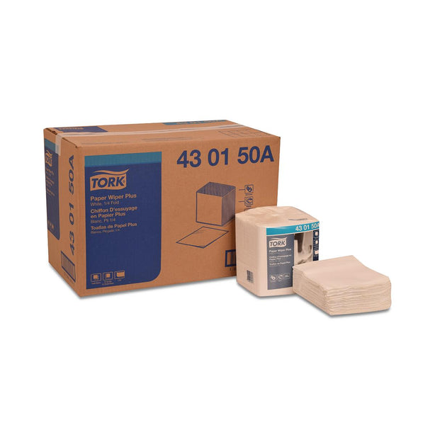 Essity Professional Hygiene Tork 430150A Paper Wiper Plus, 1/4 Fold, 1-Ply, White, 12.5" W x 13.0" H - 430150A - 1080 Each