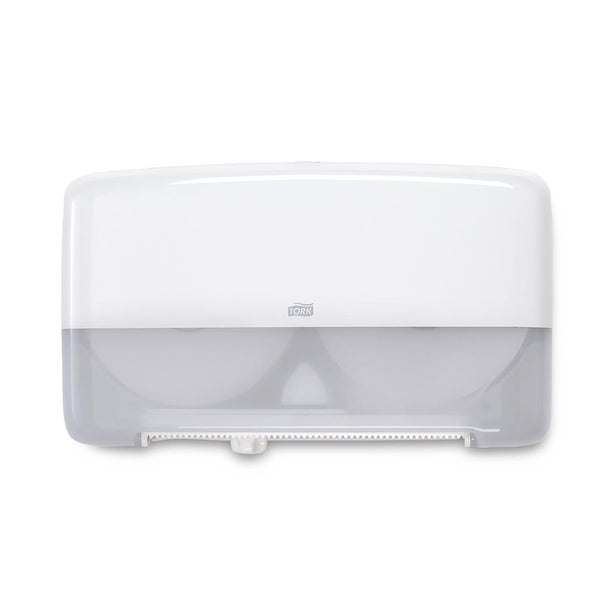 Essity Professional Hygiene Tork 5555200 Elevation Twin Mini Jumbo Bath Tissue Roll Dispenser, White, 10.125" H x 17.0" W x 5.6875" D, for Tork 11020602, 12024402, 120246 and 12013903 - 5555200 - 1 Each