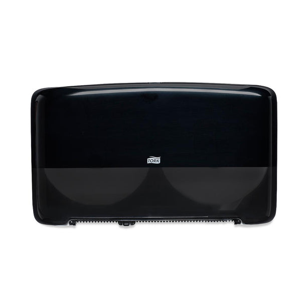 Essity Professional Hygiene Tork 5555290 Elevation Twin Mini Jumbo Bath Tissue Roll Dispenser, Black, 10.125" H x 17.0" W x 5.6875" D, for Tork 11020602, 12024402, 120246 and 12013903 - 5555290 - 1 Each