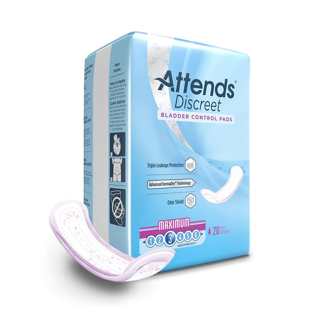 ATTENDS HEALTHCARE PRODUCTS Attends Discreet Adult Female Bladder Control Pads ADPMAX 200 Each